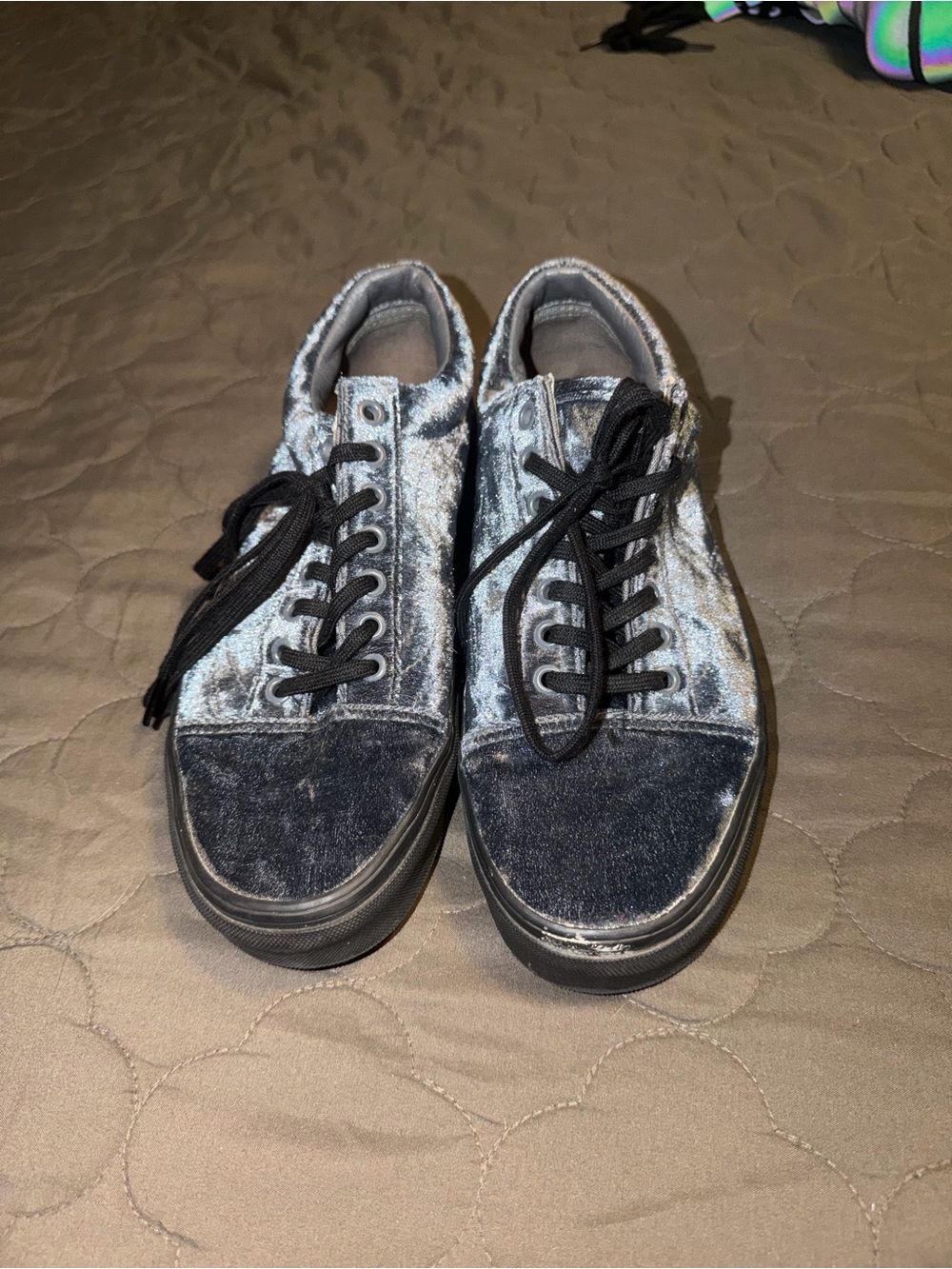 Vans Velvet Low-Top Sneakers in Light Blue